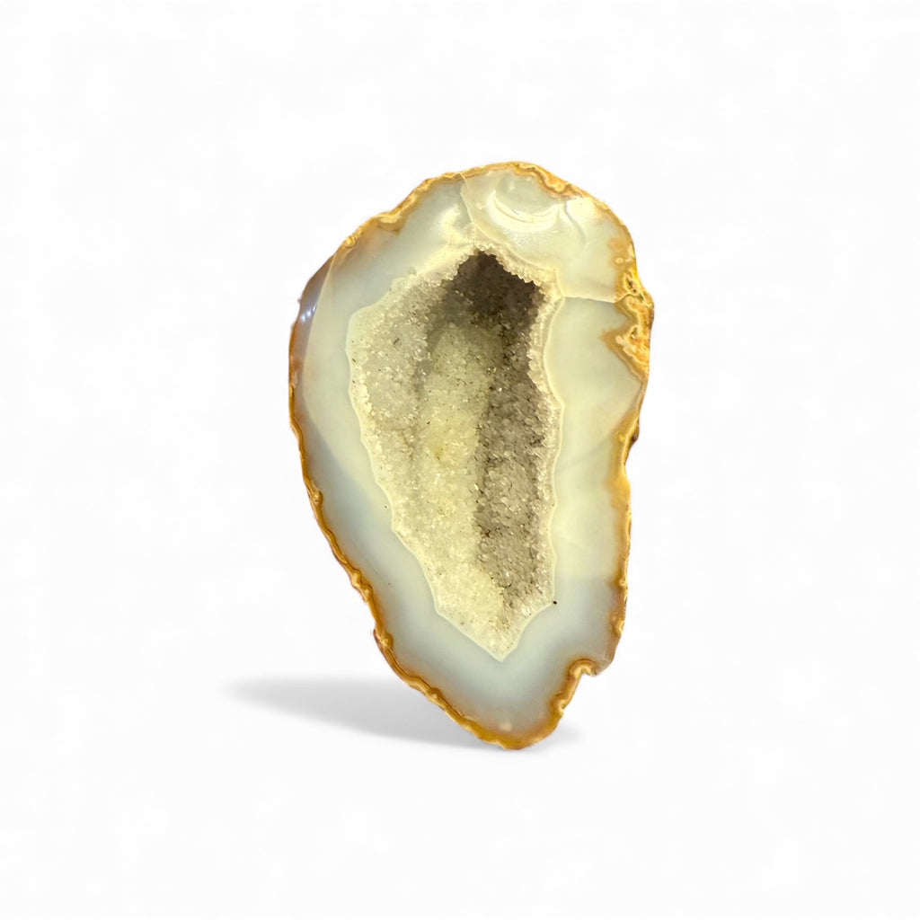 Grey Agate Geode Half – Natural Cut Crystal Geode