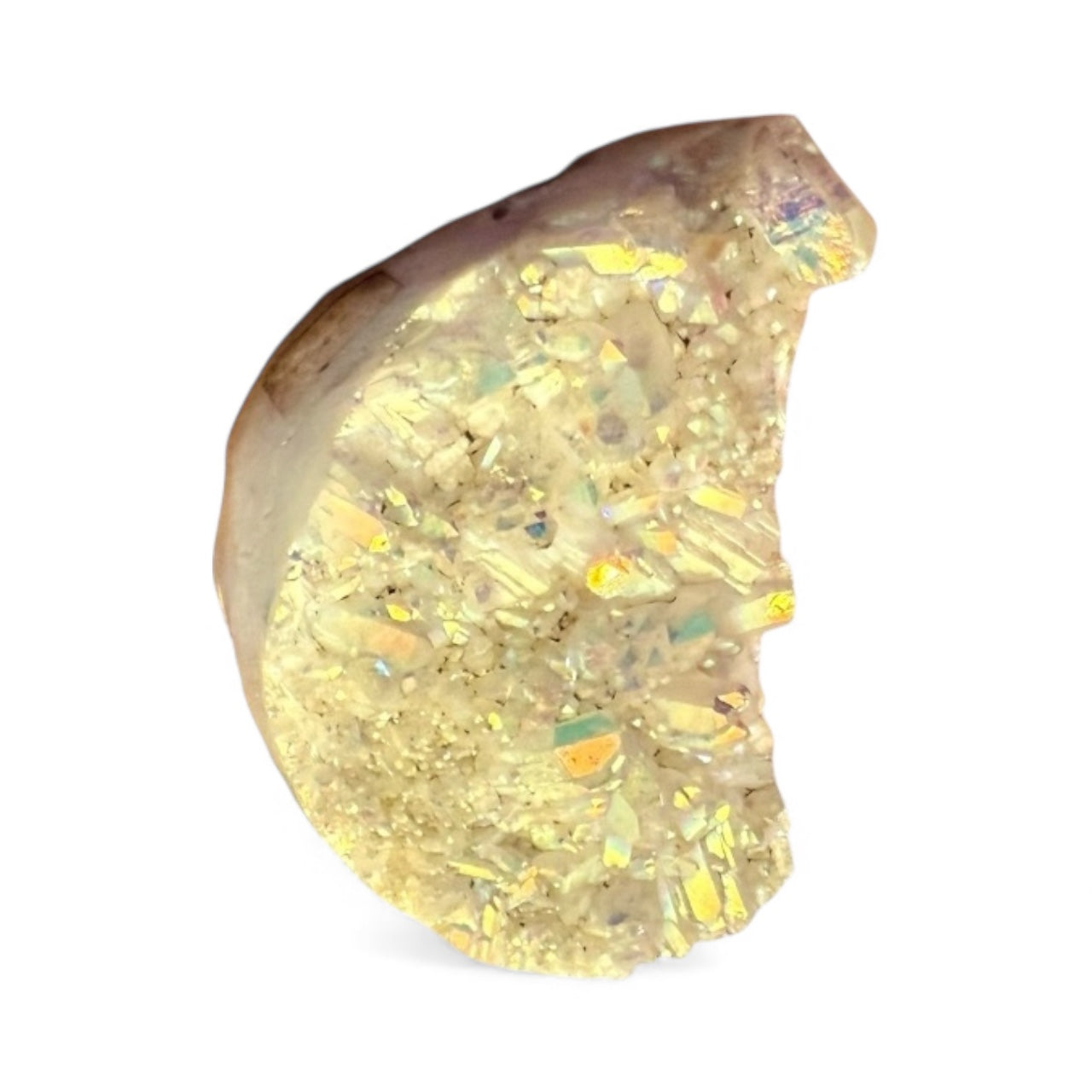 Half-Moon Crystal Sculpture – Aurora Quartz Edition