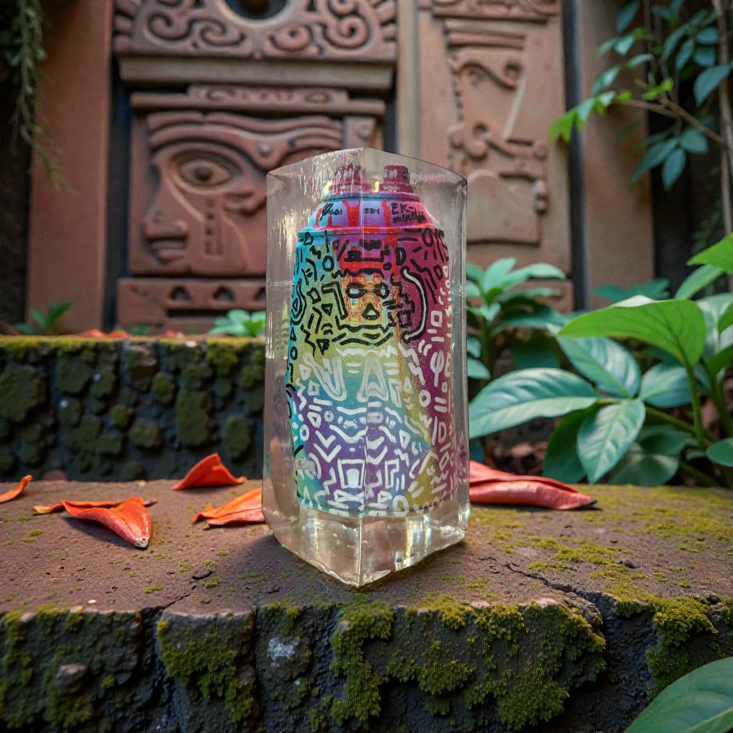 Street Graffiti Spray Can Encased in Epoxy – Art Sculpture by Oscar Ekmerdji
