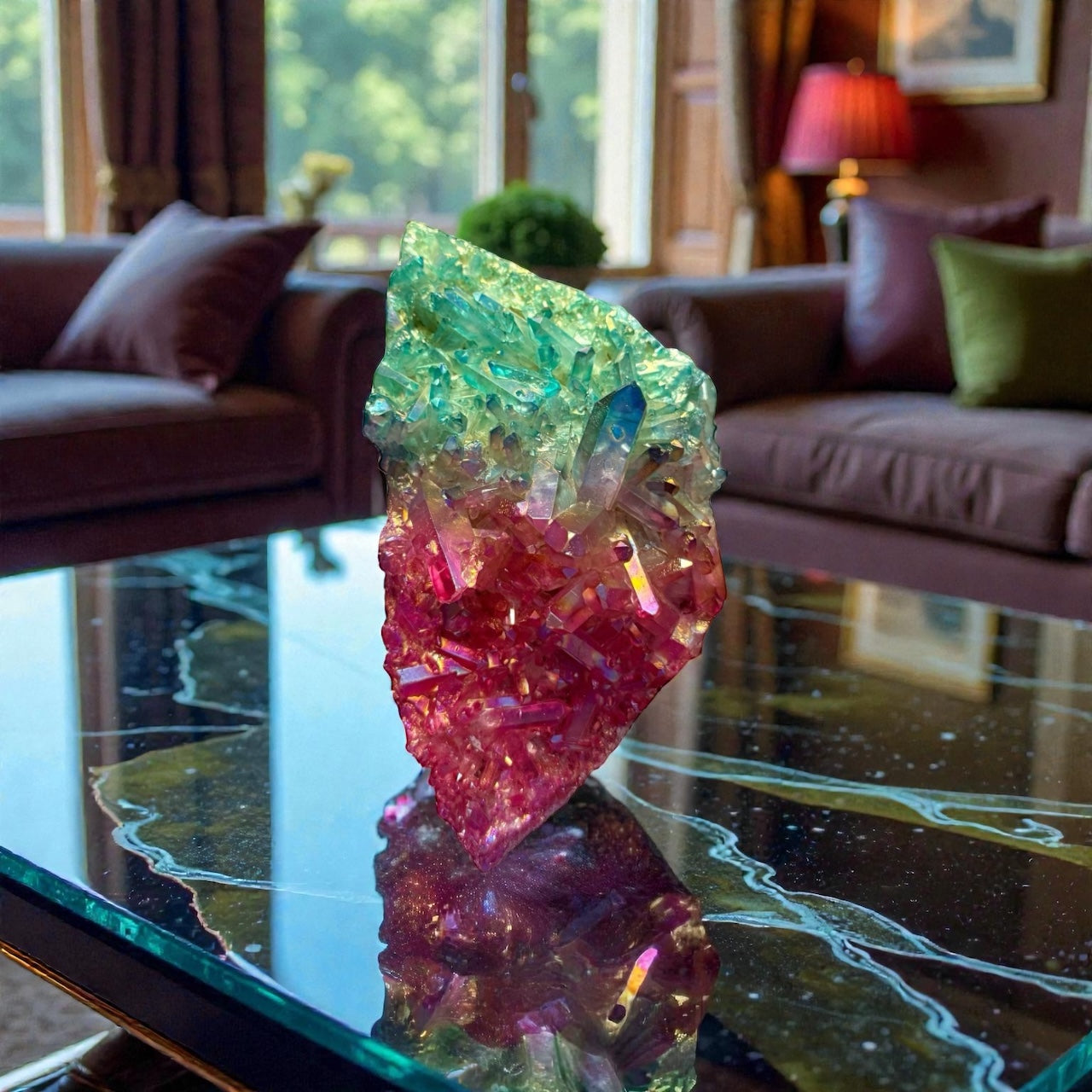 Cotton Candy Aura Quartz Cluster – Blue & Pink Titanium Treated Crystal