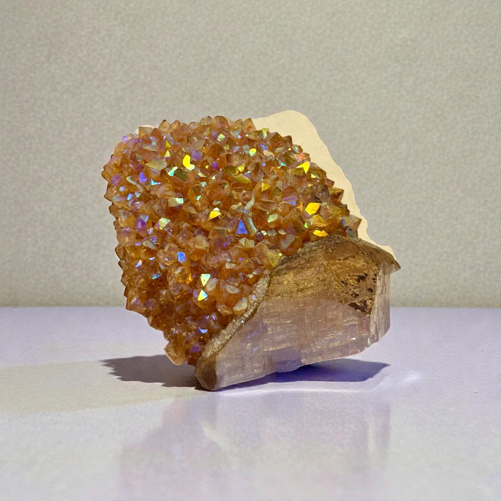 Golden Druzy on Selenite – Luxury Crystal Specimen