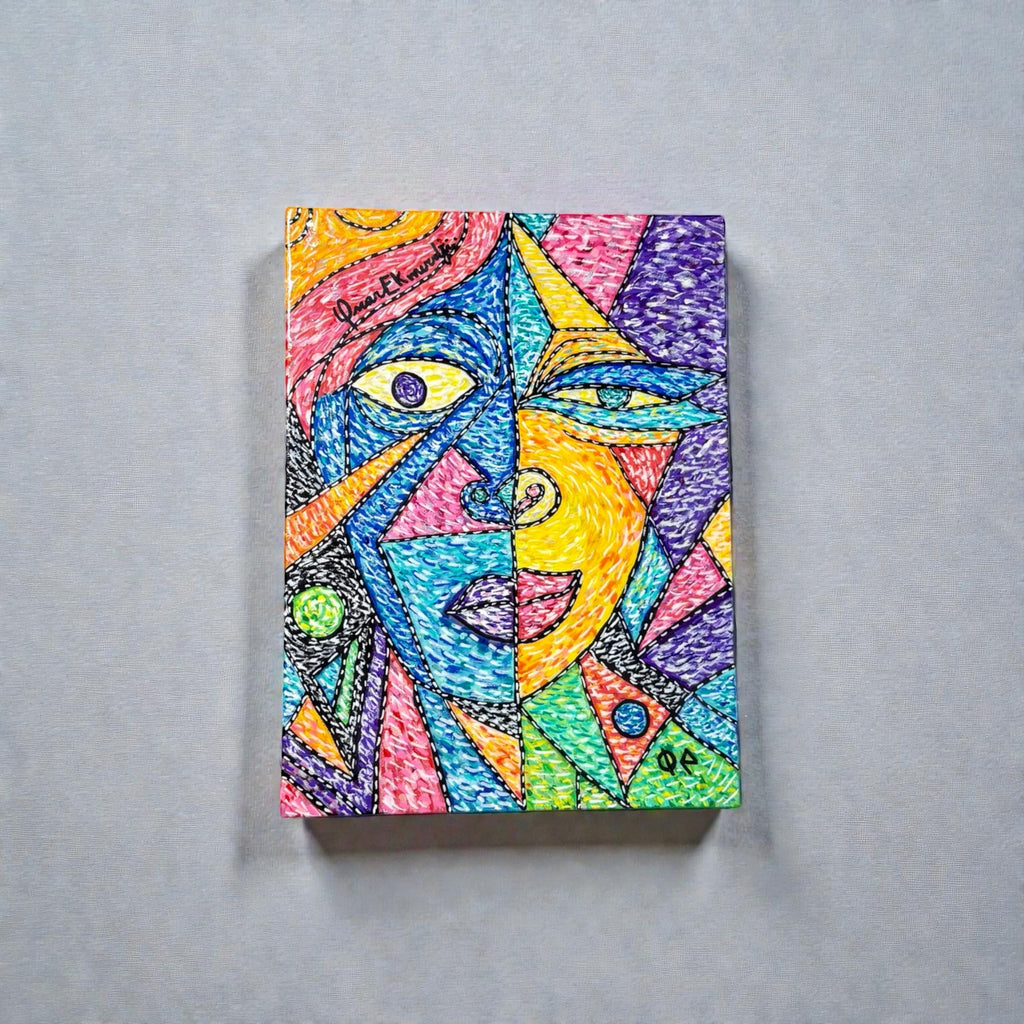 Dual Energy – Vibrant Cubist Portrait Painting