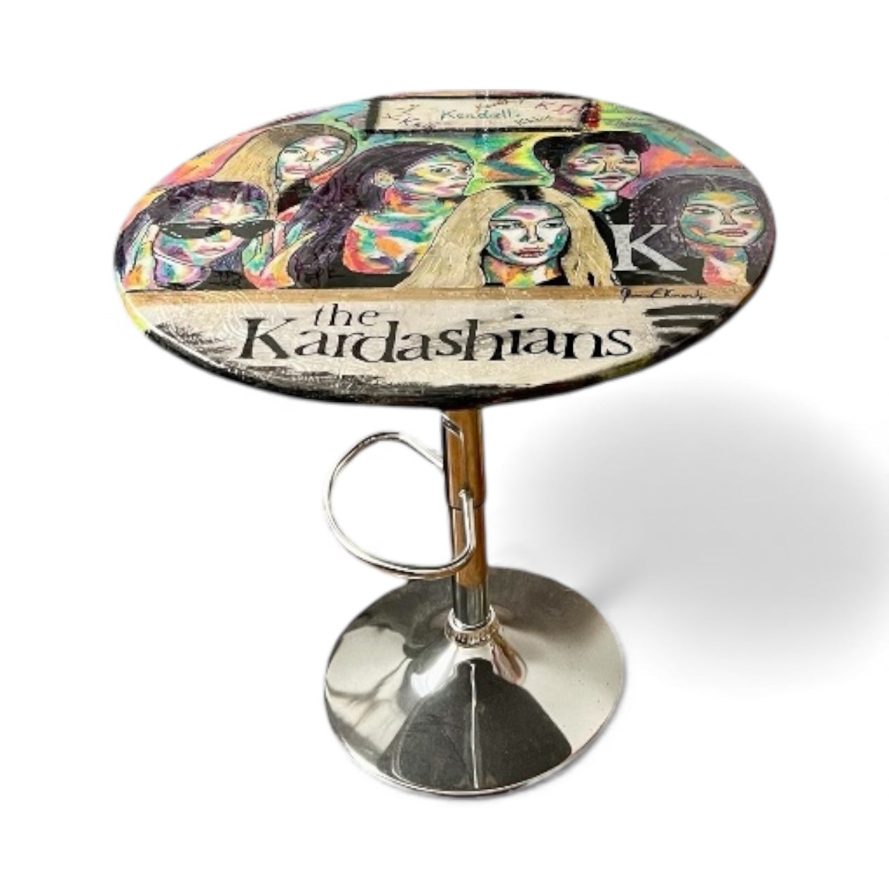 Kardashian Universe – 30” Round Pop Art Table / Wall Art by Oscar Ekmerdji