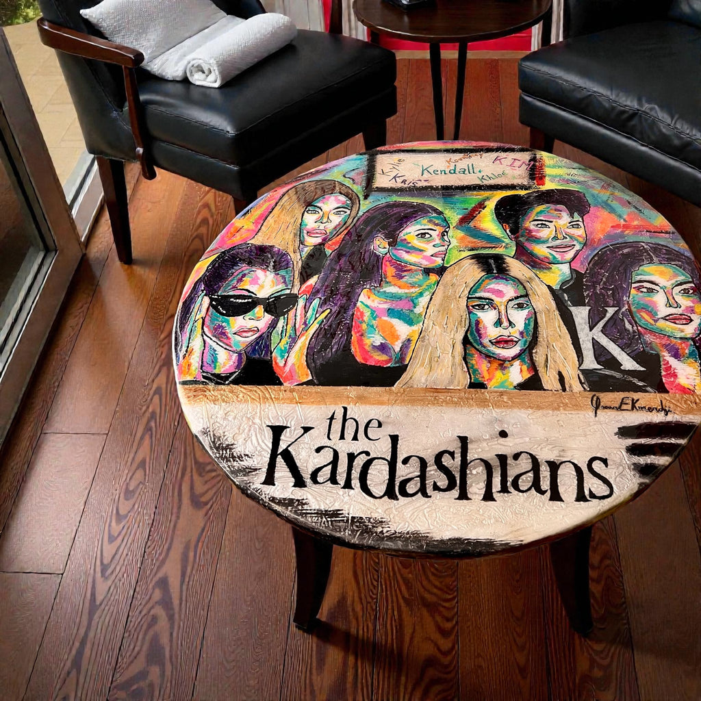 Kardashian Universe – 30” Round Pop Art Table / Wall Art by Oscar Ekmerdji