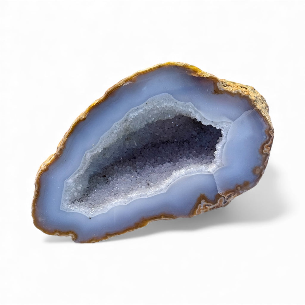 Grey Agate Geode Half – Natural Cut Crystal Geode