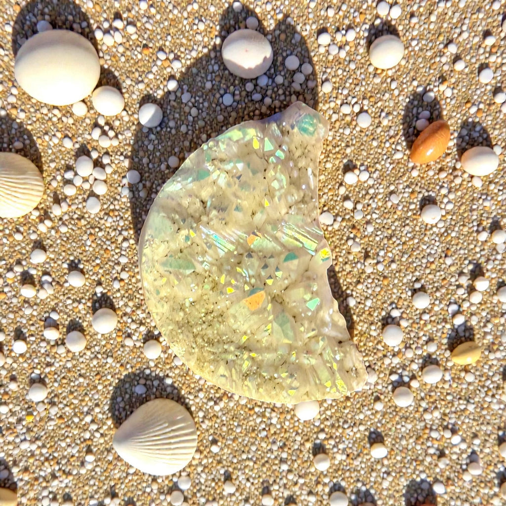 Half-Moon Crystal Sculpture – Aurora Quartz Edition