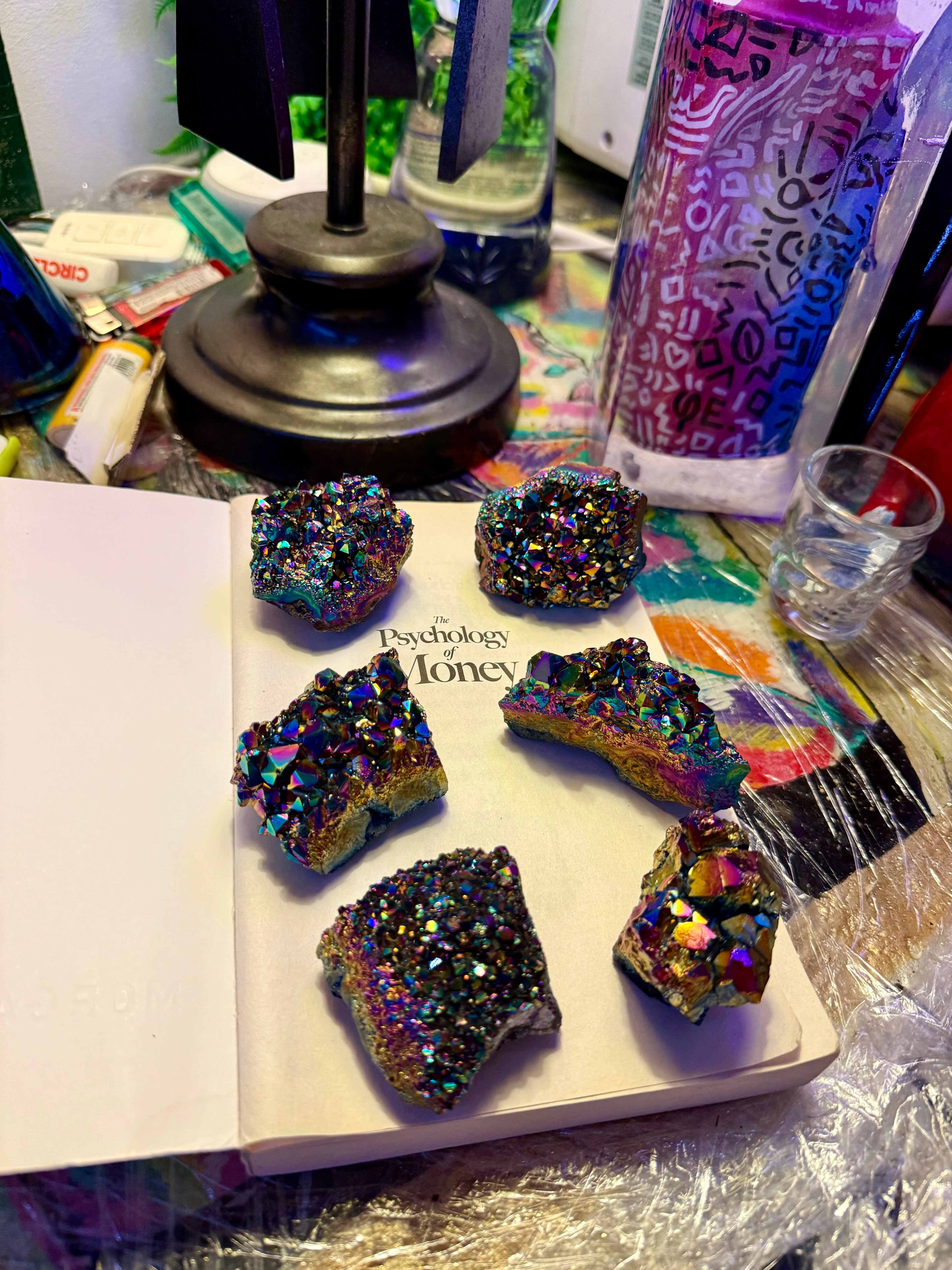 Titanium Aura Quartz Cluster – Iridescent Rainbow Crystal