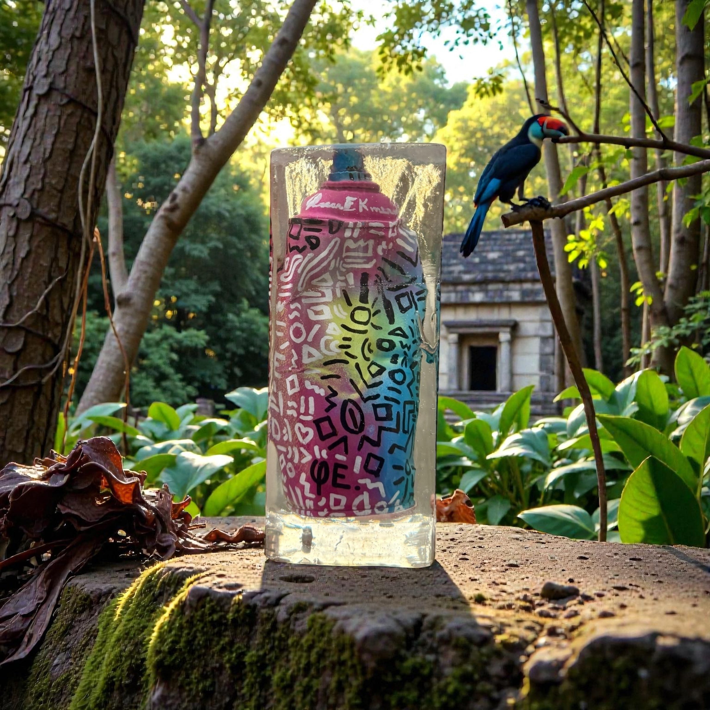 Street Graffiti Spray Can Encased in Epoxy – Art Sculpture by Oscar Ekmerdji