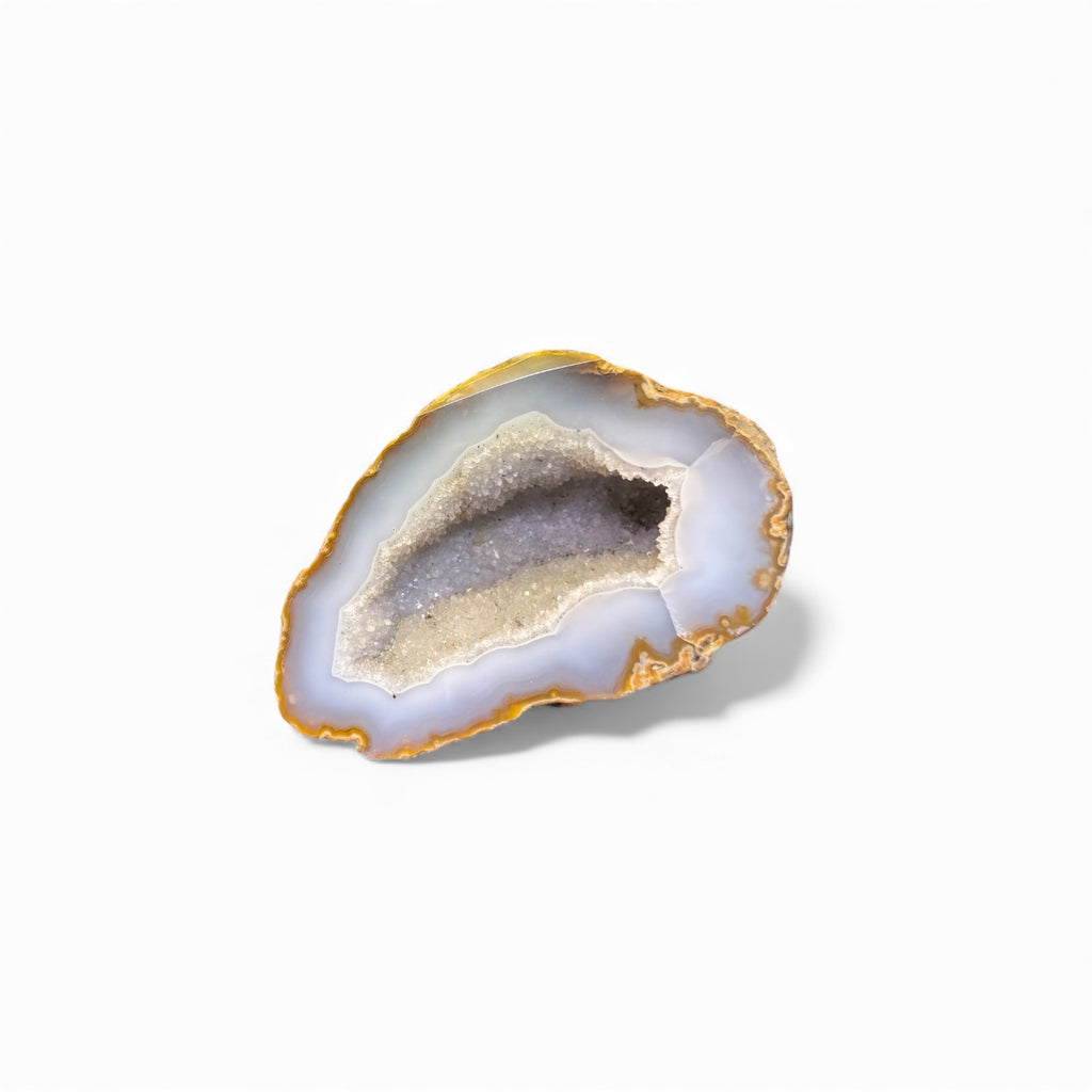 Grey Agate Geode Half – Natural Cut Crystal Geode