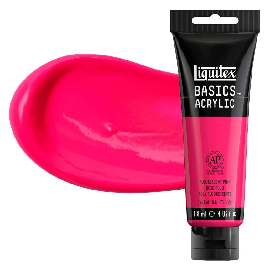 Liquitex Basics Acrylic - Rosa Fluorescente (118ml) - Brilla en Luz UV