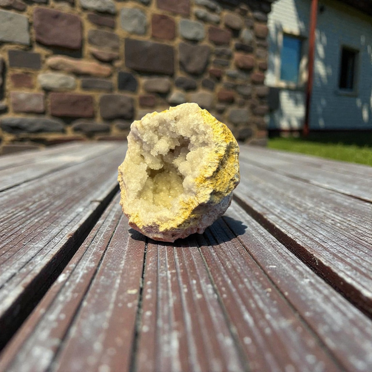 White Quartz Geode – Natural Drusy Crystal Cave