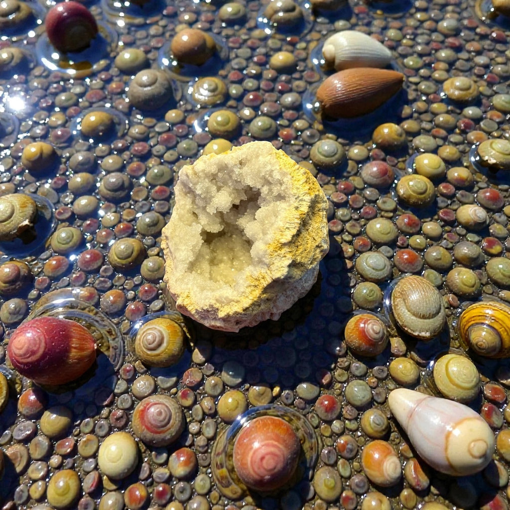 White Quartz Geode – Natural Drusy Crystal Cave