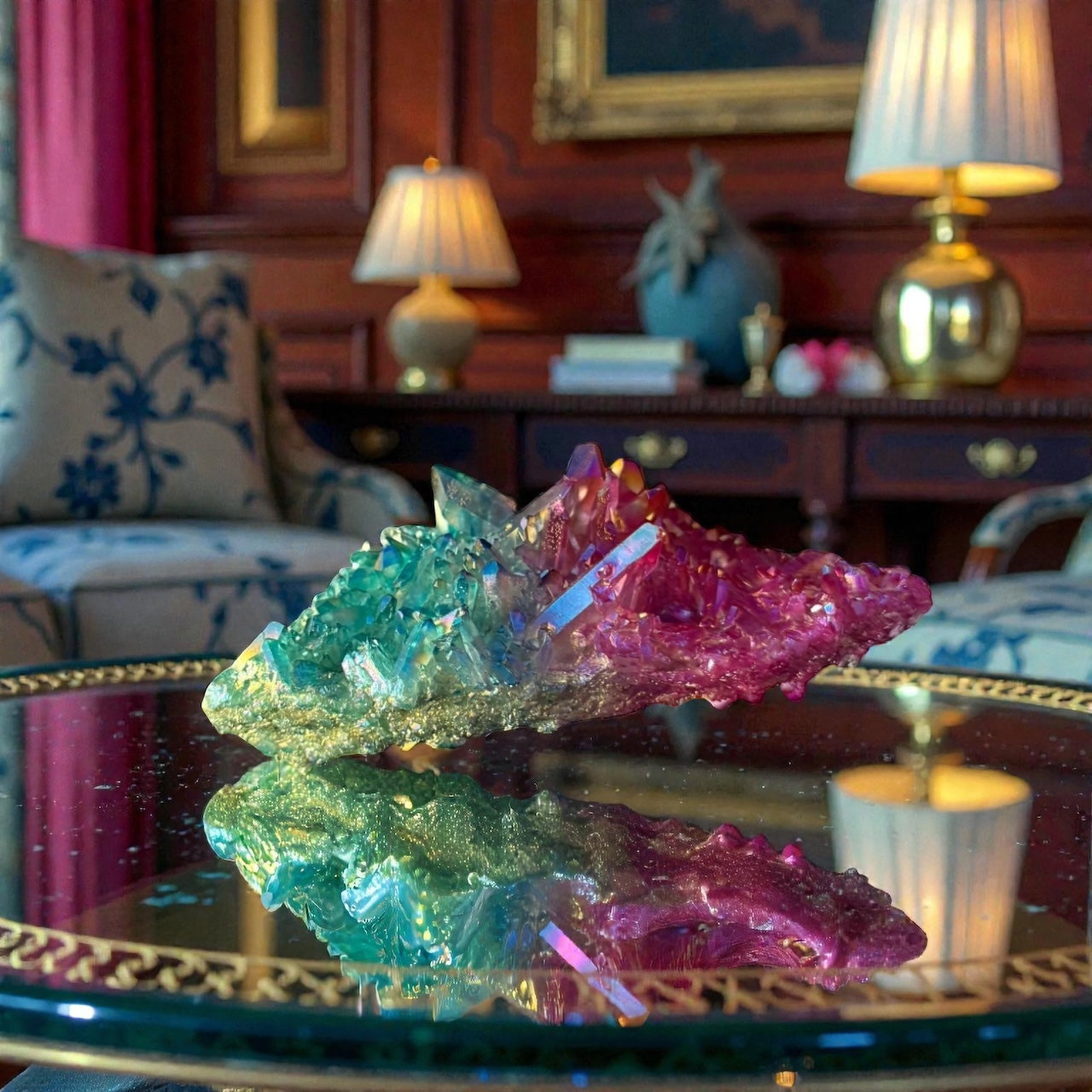 Cotton Candy Aura Quartz Cluster – Blue & Pink Titanium Treated Crystal