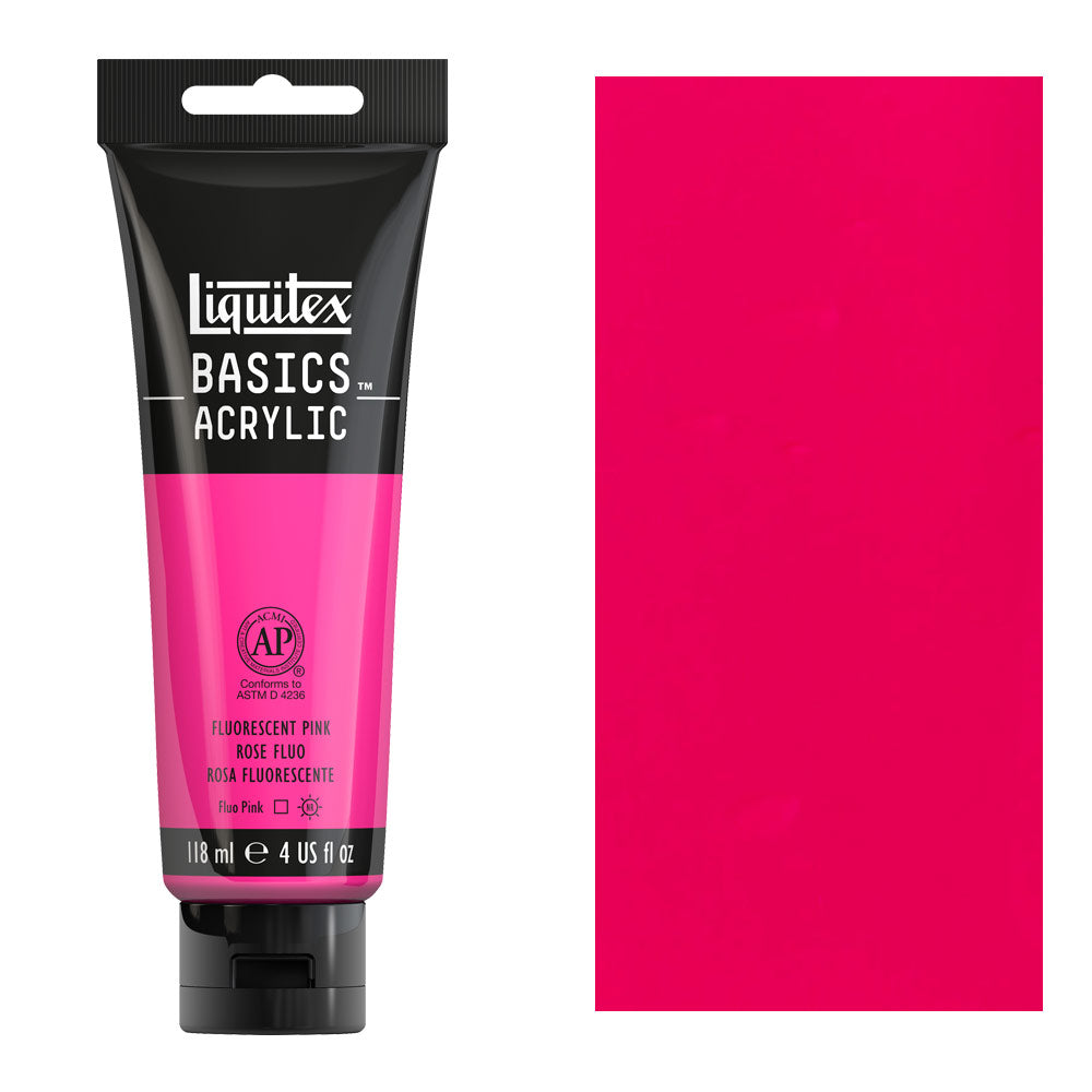 Liquitex Basics Acrylic - Rosa Fluorescente (118ml) - Brilla en Luz UV