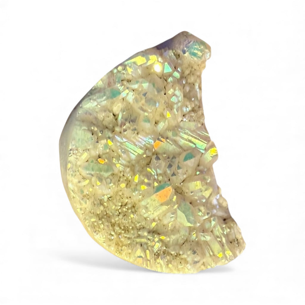 Half-Moon Crystal Sculpture – Aurora Quartz Edition