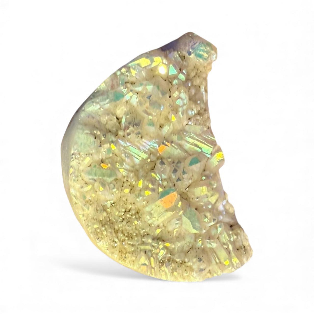 Half-Moon Crystal Sculpture – Aurora Quartz Edition