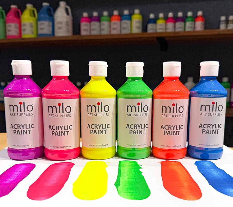Pintura Acrílica Neón Milo Art Supplies (4oz / 118ml) – Alta Pigmentación (Precio por Unidad