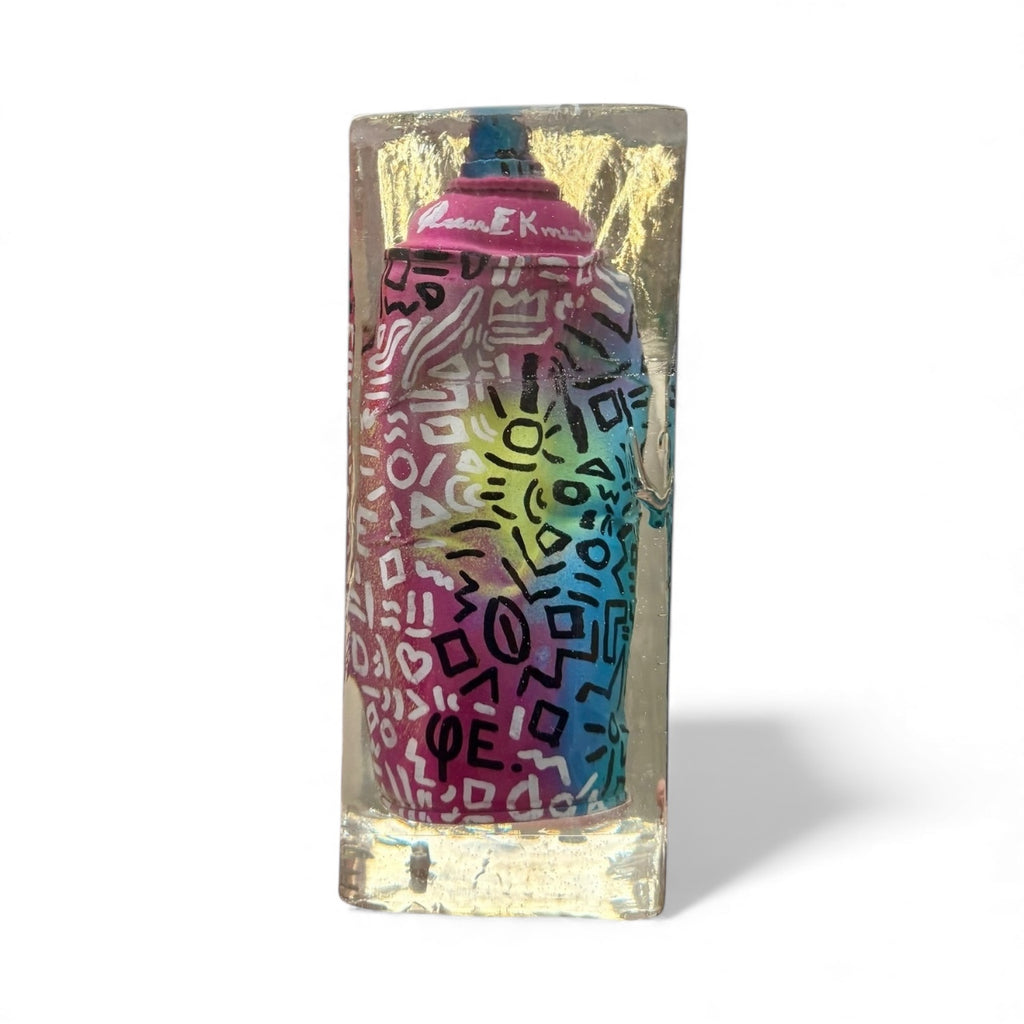 Street Graffiti Spray Can Encased in Epoxy – Art Sculpture by Oscar Ekmerdji