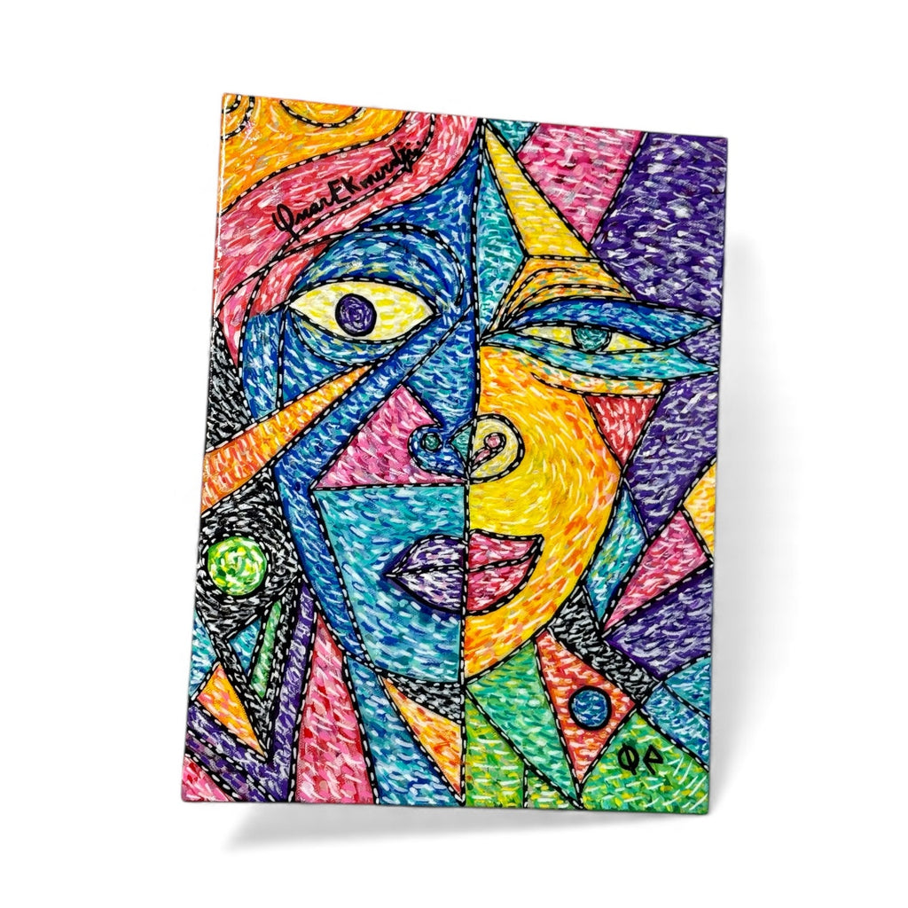 Dual Energy – Vibrant Cubist Portrait Painting