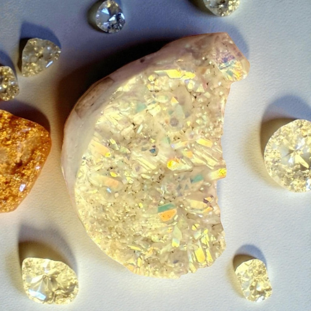 Half-Moon Crystal Sculpture – Aurora Quartz Edition