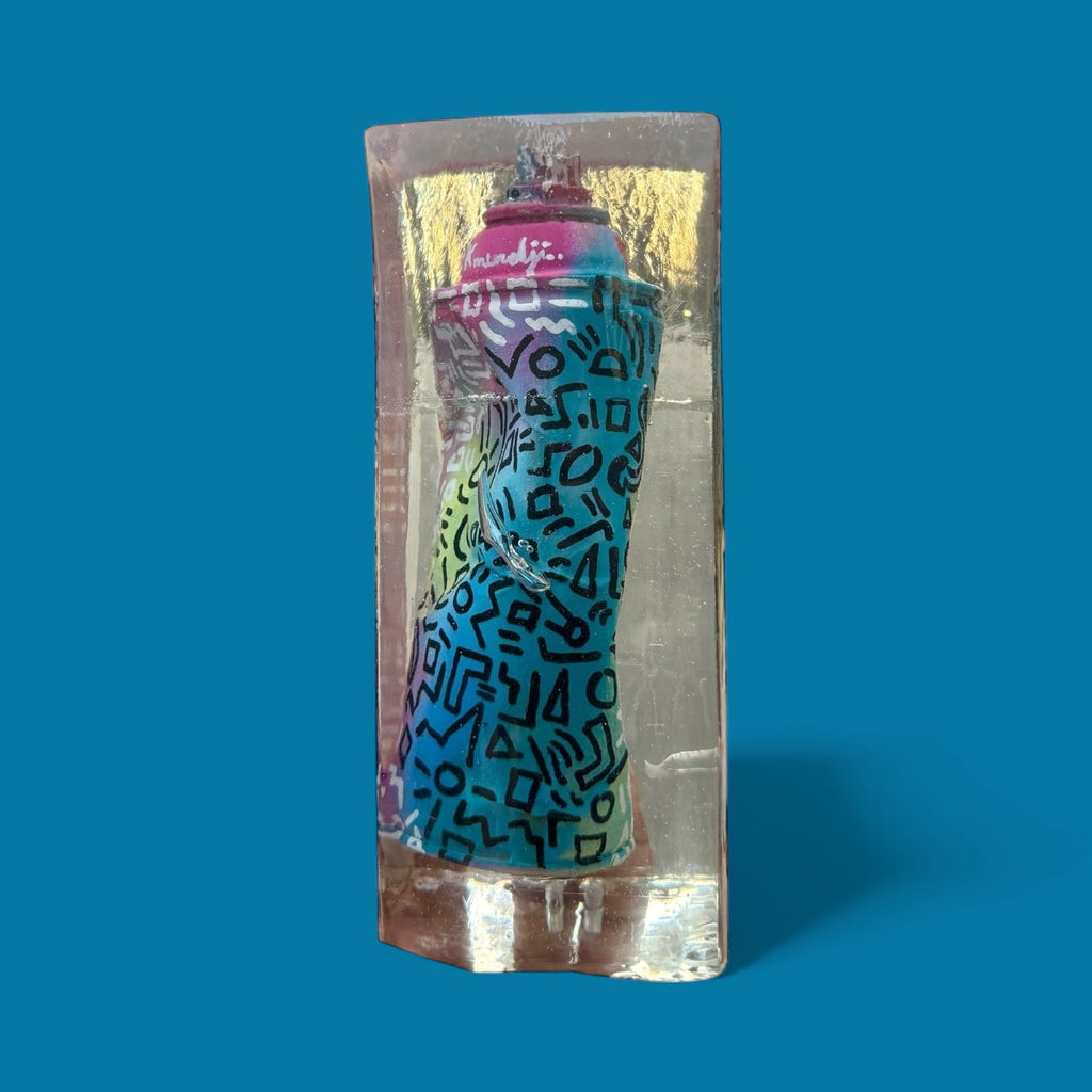Street Graffiti Spray Can Encased in Epoxy – Art Sculpture by Oscar Ekmerdji