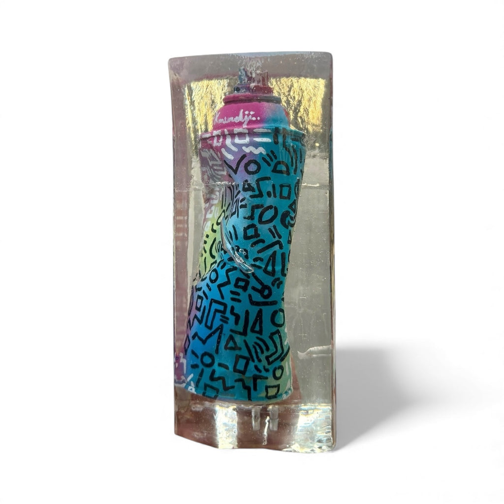 Street Graffiti Spray Can Encased in Epoxy – Art Sculpture by Oscar Ekmerdji