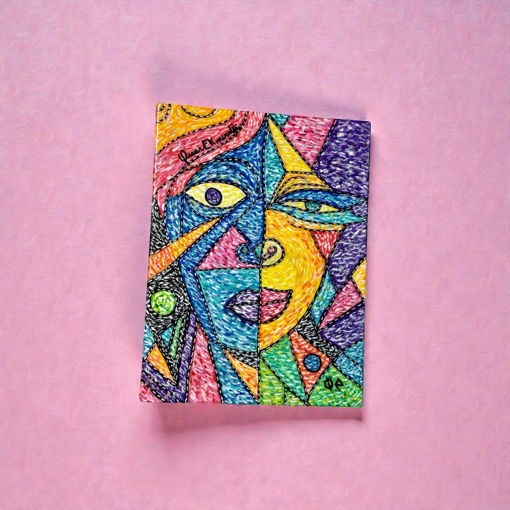 Dual Energy – Vibrant Cubist Portrait Painting