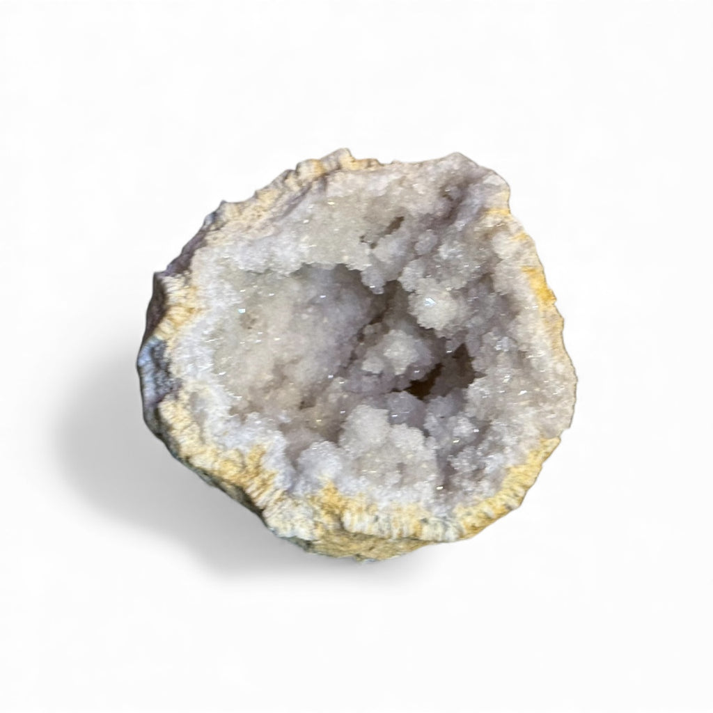 White Quartz Geode – Natural Drusy Crystal Cave