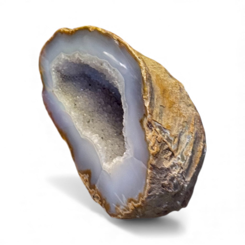 Grey Agate Geode Half – Natural Cut Crystal Geode