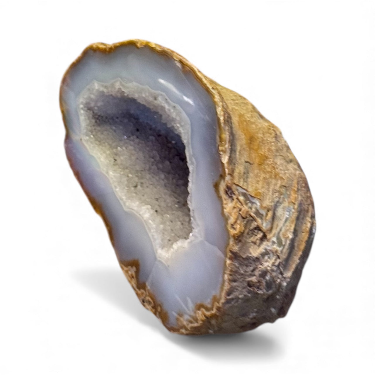 Grey Agate Geode Half – Natural Cut Crystal Geode