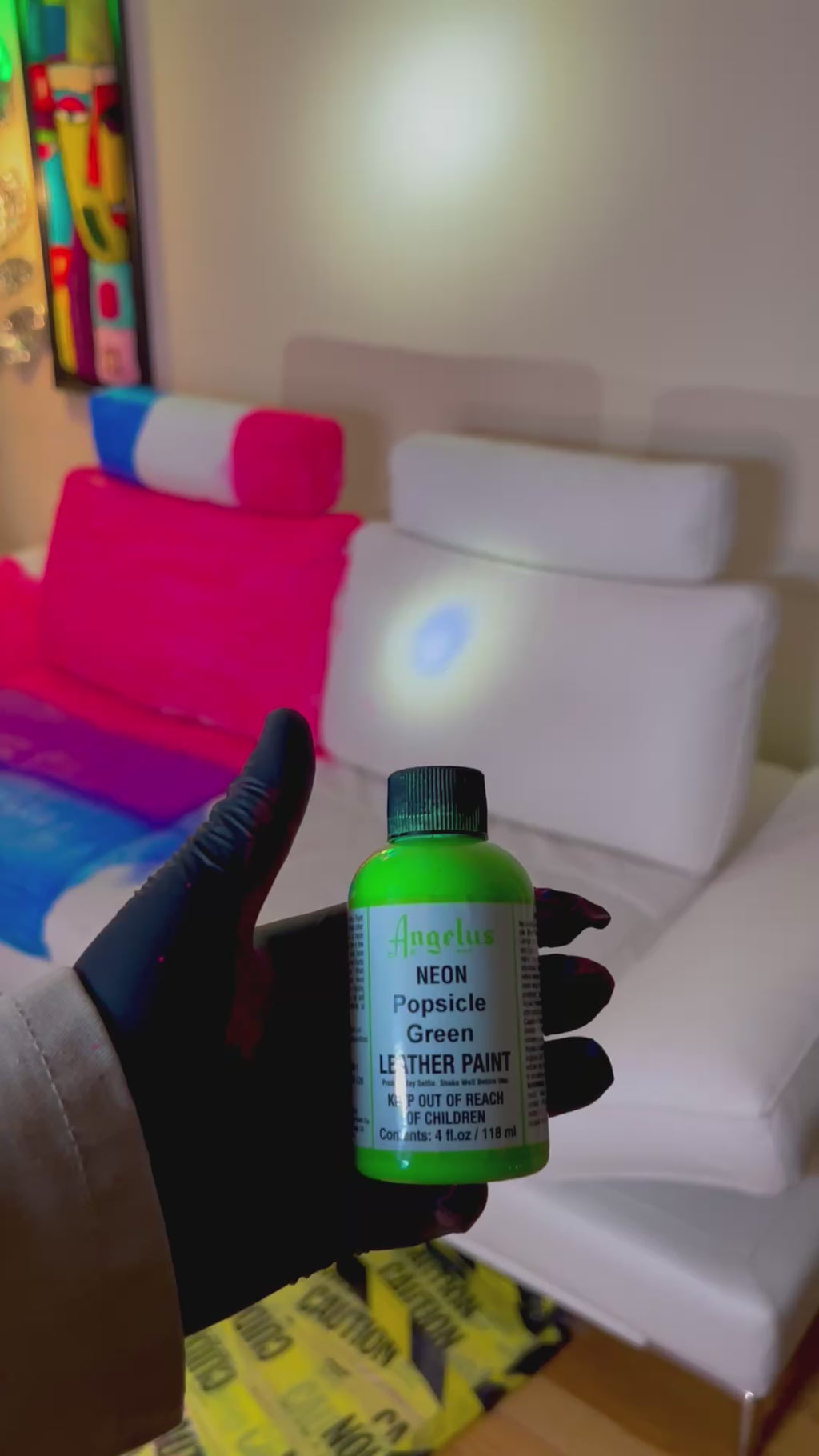 Pintura para Cuero Angelus Neon - Amazon Green (4oz / 118ml)