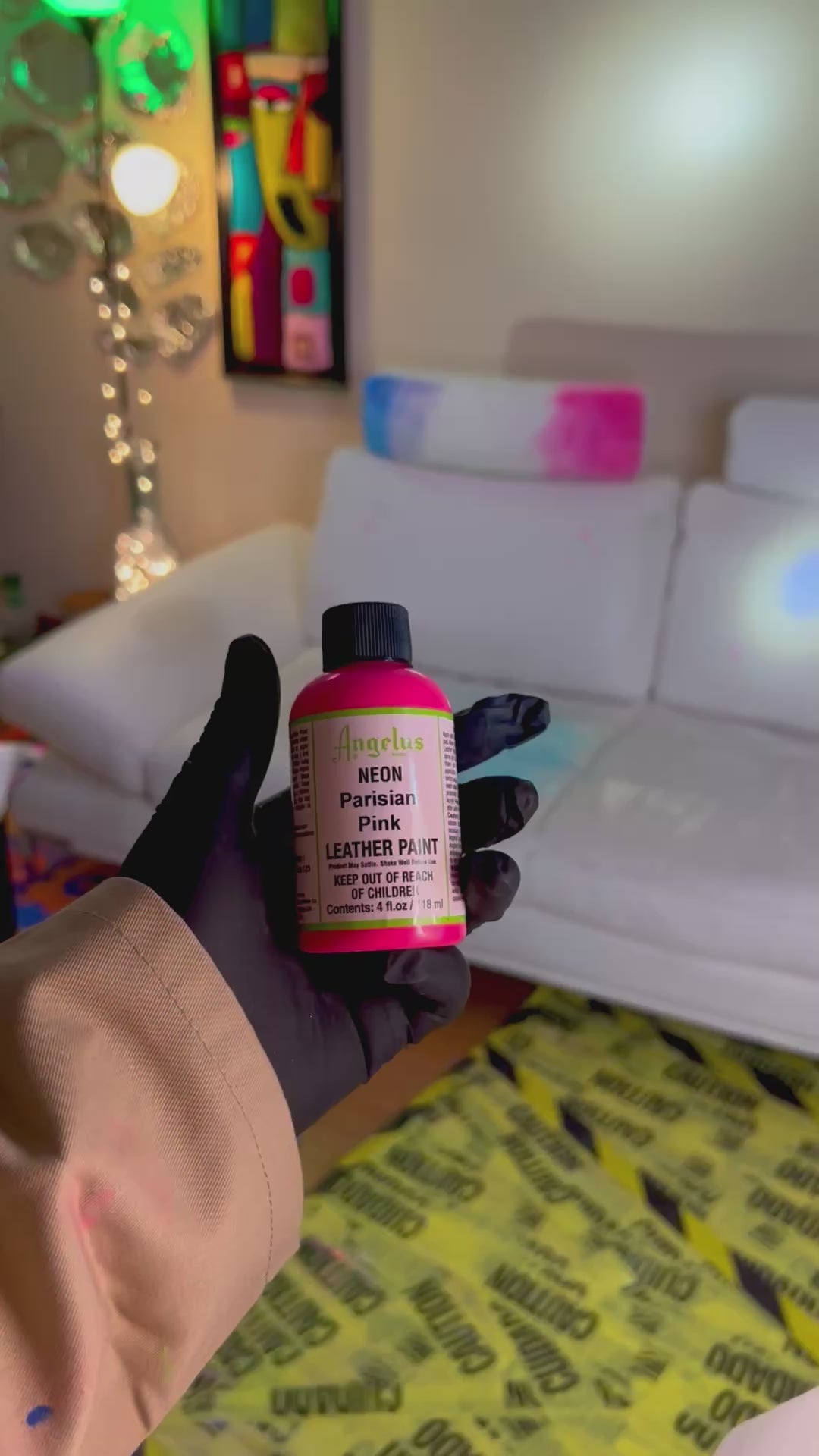 Pintura para Cuero Angelus Neon - Parisian Pink (4oz / 118ml)
