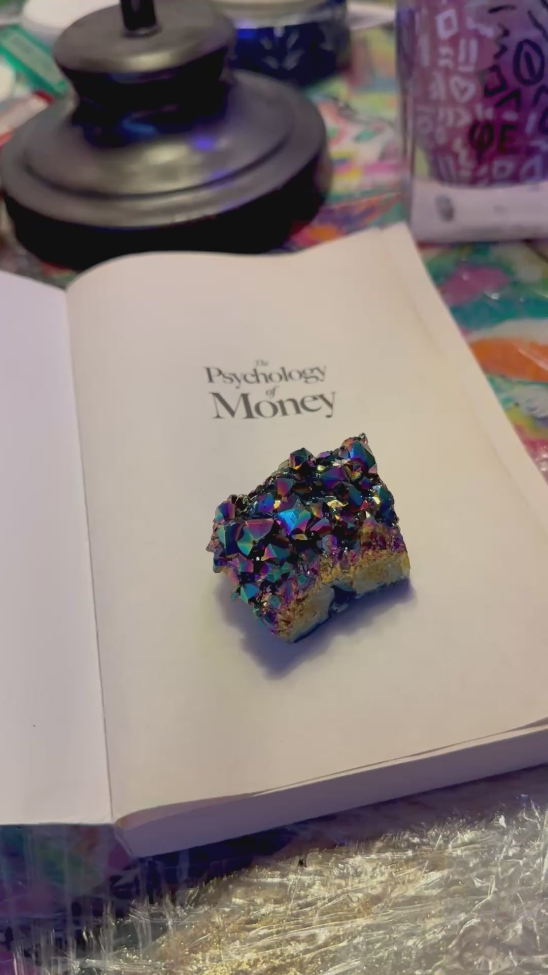 Titanium Aura Quartz Cluster – Iridescent Rainbow Crystal