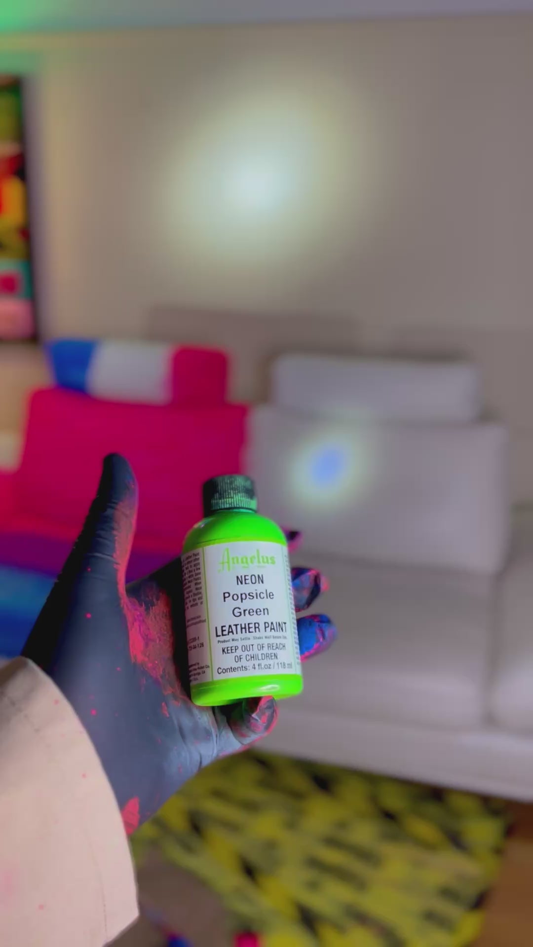 Pintura para Cuero Angelus Neon - Amazon Green (4oz / 118ml)