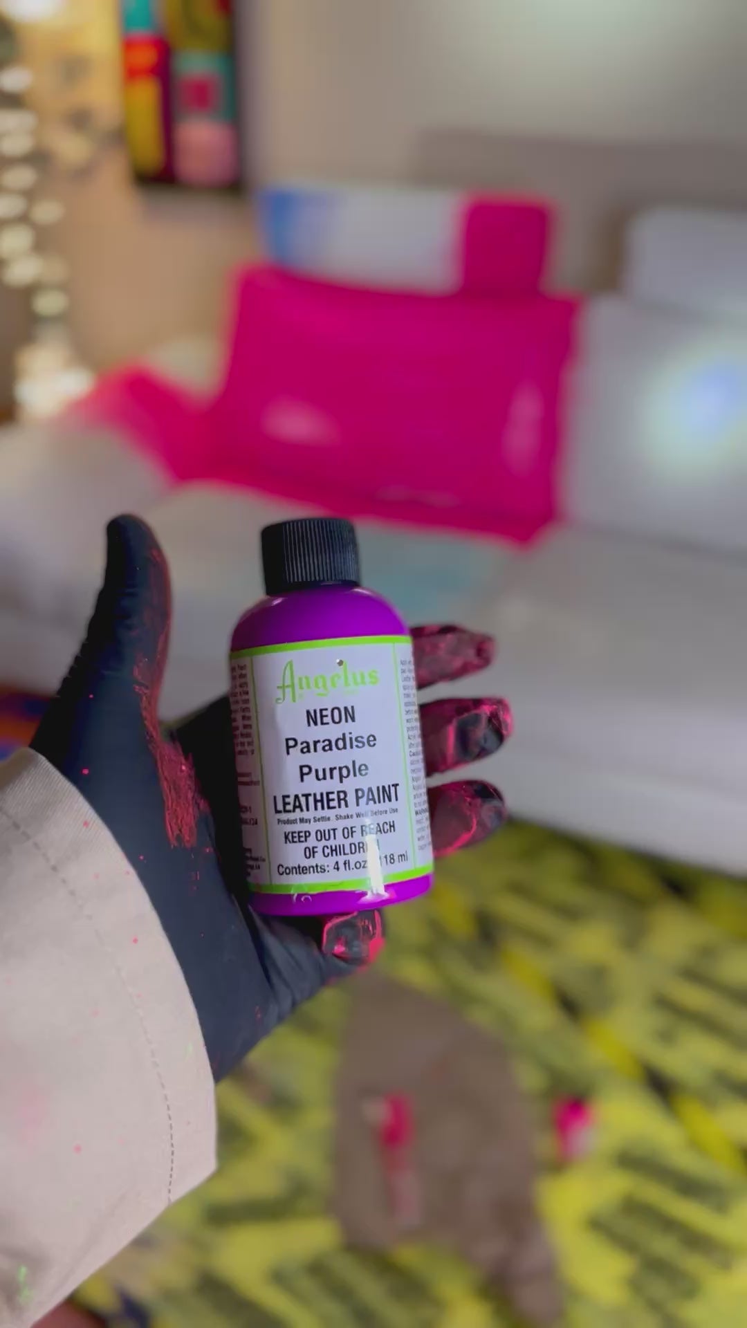 Pintura para Cuero Angelus Neon - Paradise Purple (4oz / 118ml)