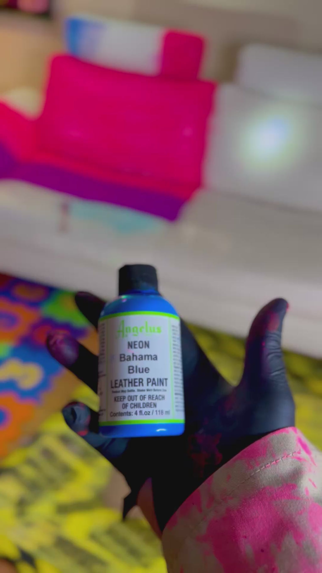 Pintura para Cuero Angelus Neon - Bahama Blue (4oz / 118ml)